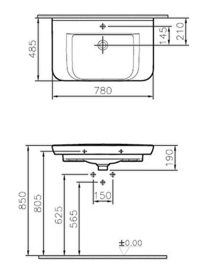 Vitra Sento Etajerli Lavabo 80x49 cm Tek Armatür Delikli, Su Taşma Delikli, Beyaz - 3