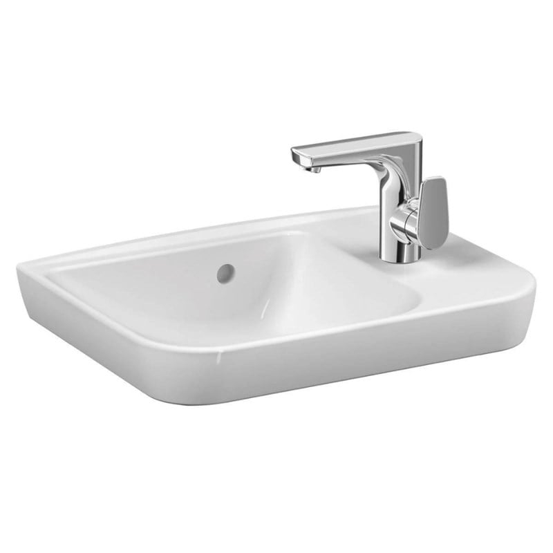 Vitra Sento Etajerli Lavabo Kompakt, 50x38 cm Sağdan Tek Armatür Delikli, Su Taşma Delikli, Beyaz - Vitra