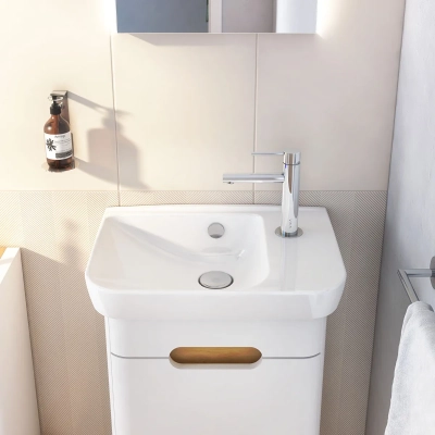 Vitra Sento Etajerli Lavabo Kompakt, 50x38 cm Sağdan Tek Armatür Delikli, Su Taşma Delikli, Beyaz - 4