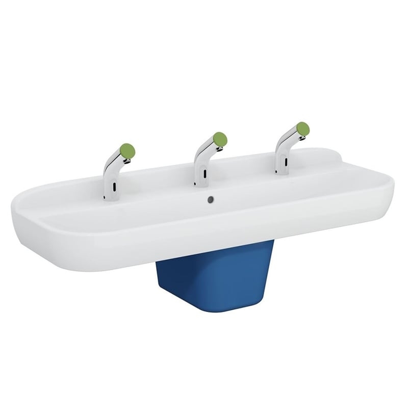 Vitra Sento Kids Lavabo 125x40 cm Üç Armatür Delikli, Su Taşma Delikli, Beyaz - Vitra