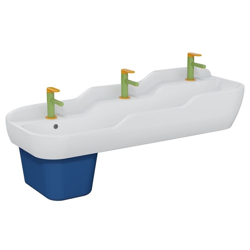 Vitra Sento Kids Lavabo 125x40 cm Üç Armatür Delikli, Su Taşma Delikli, Beyaz - Vitra