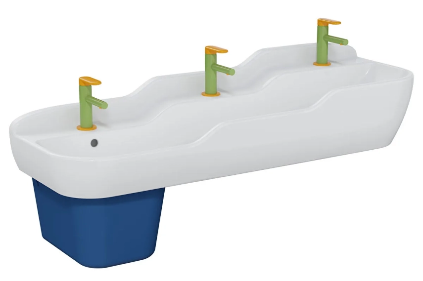 Vitra Sento Kids Lavabo 125x40 cm Üç Armatür Delikli, Su Taşma Delikli, Beyaz - Vitra (1)