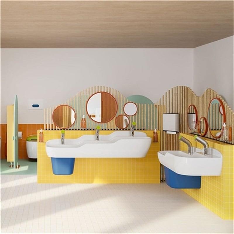 Vitra Sento Kids Lavabo 125x40 cm Üç Armatür Delikli, Su Taşma Deliksiz, Beyaz - Vitra