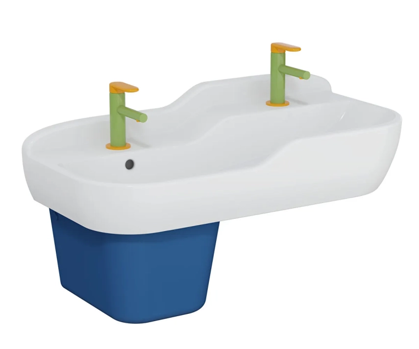 Vitra Sento Kids Lavabo 85x41 cm Çift Armatür Delikli, Su Taşma Delikli, Beyaz - Vitra (1)