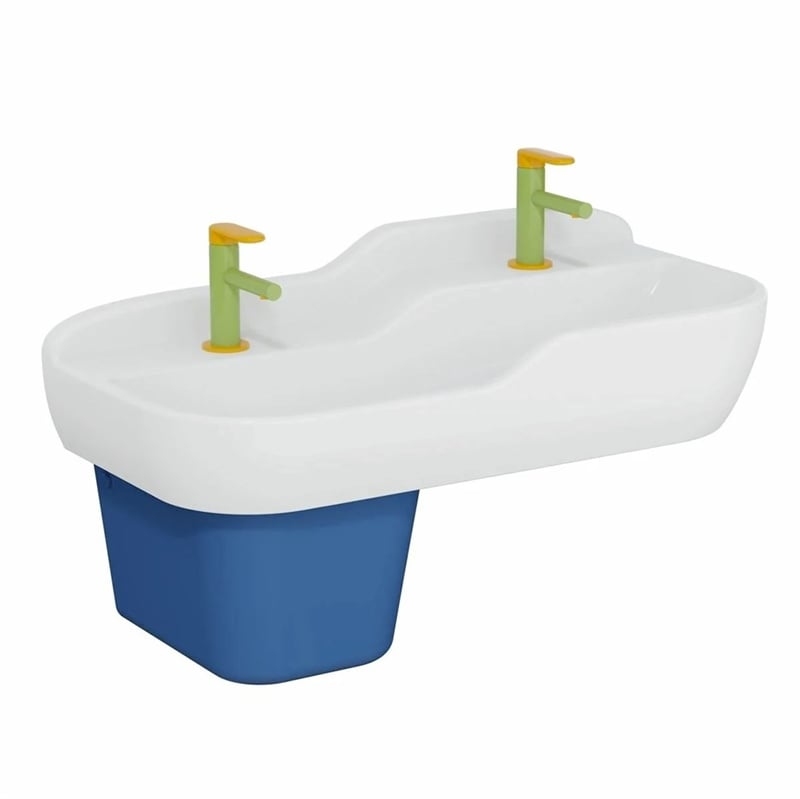 Vitra Sento Kids Lavabo 85x41 cm Çift Armatür Delikli, Su Taşma Deliksiz, Beyaz - Vitra