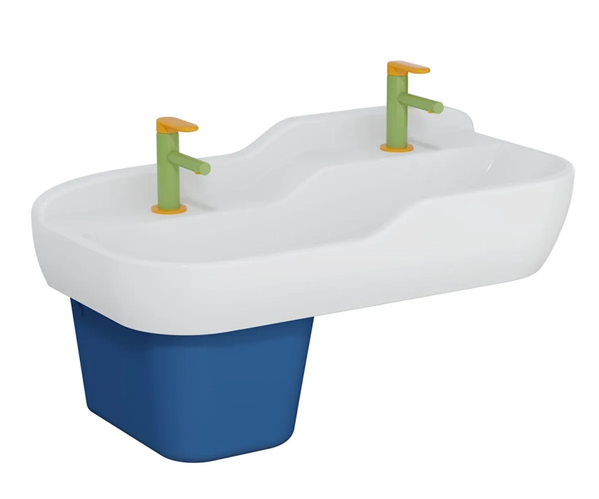 Vitra Sento Kids Lavabo 85x41 cm Çift Armatür Delikli, Su Taşma Deliksiz, Beyaz - Vitra (1)
