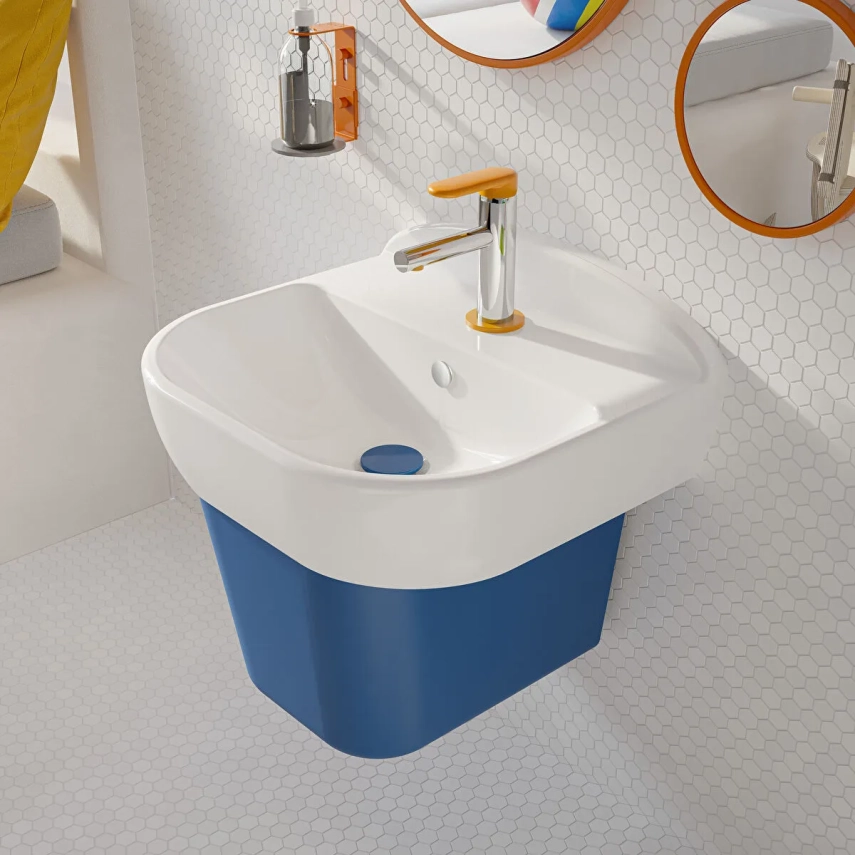 Vitra Sento Kids Lavabo Kompakt, 45x40 cm Tek Armatür Delikli, Su Taşma Deliksiz, Beyaz - Vitra (1)