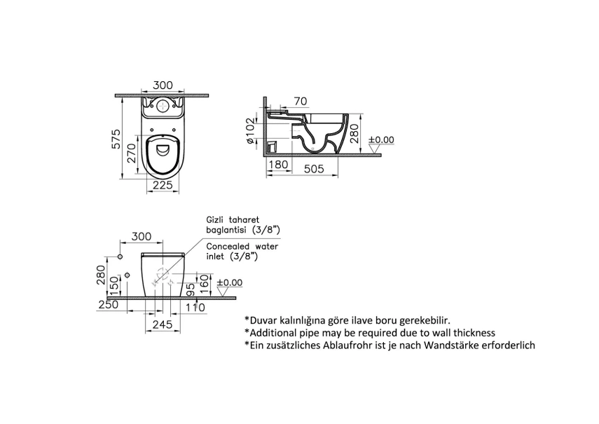 Vitra Sento Kids Takım Klozet SmoothFlush, Duvara Tam Dayalı, 58 cm Beyaz - Vitra (1)