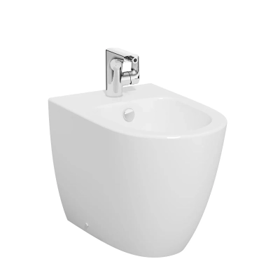 Vitra Sento Yerden Bide Duvara Tam Dayalı, 54 cm Tek Armatür Delikli, Su Taşma Delikli, Yanlardan Deliksiz, Beyaz - 1