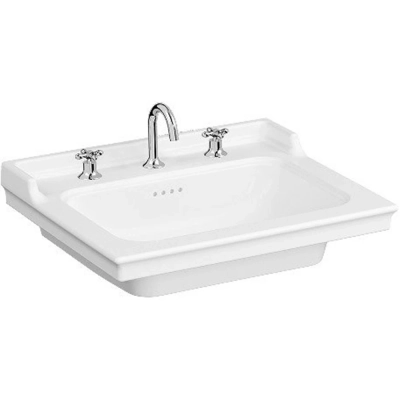 Vitra Valarte Etajerli Lavabo 65x53 cm Üç Armatür Delikli, Su Taşma Delikli, Beyaz - 1