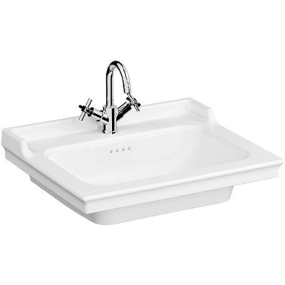 Vitra Valarte Etajerli Lavabo 80x53 cm Tek Armatür Delikli, Su Taşma Delikli, Beyaz - 1