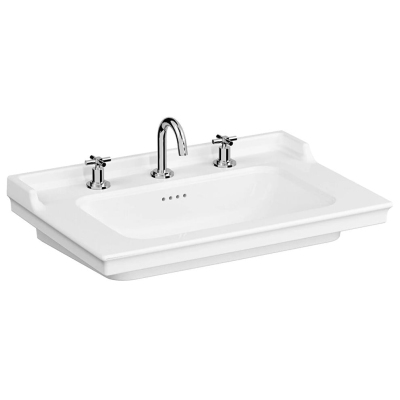 Vitra Valarte Etajerli Lavabo 80x53 cm Üç Armatür Delikli, Su Taşma Delikli, Beyaz - 1