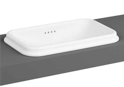 Vitra Valarte Tezgahüstü Lavabo Dikdörtgen, 60x37 cm Armatür Deliksiz, Su Taşma Delikli, Beyaz - 1