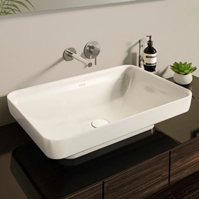 Vitra Water Jewels Çanak Lavabo Kare, Kompakt, 40x39 cm Armatür Deliksiz, Su Taşma Deliksiz, Clean, Beyaz - 3