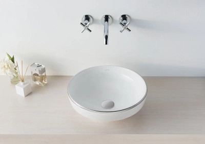 Vitra Water Jewels Çanak Lavabo Yuvarlak, Kompakt, 40x40 cm Armatür Deliksiz, Su Taşma Deliksiz, Clean, Beyaz - 2