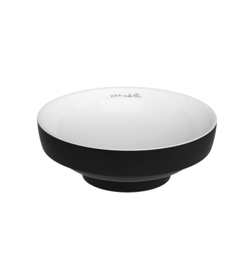 Vitra Water Jewels Çanak Lavabo Yuvarlak, Kompakt, 40x40 cm Armatür Deliksiz, Su Taşma Deliksiz, Clean, Siyah Beyaz - 1
