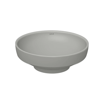 Vitra Water Jewels Çanak Lavabo Yuvarlak, Kompakt, 40x40 cm Armatür Deliksiz, Su Taşma Deliksiz, Mat Taş Gri - 1