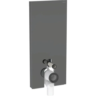 Yere oturan klozet için Geberit Monolith Plus sıhhi modülü, 114 cm, cam ön kaplama: Işık rengi=2200–4000K, Ön kaplama: antrasit cam, Yan kaplama: alüminyum siyah krom - 1