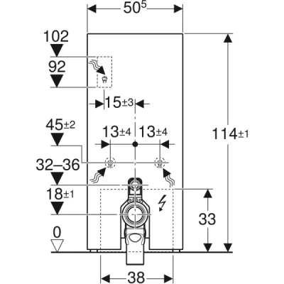 Yere oturan klozet için Geberit Monolith Plus sıhhi modülü, 114 cm, cam ön kaplama: Işık rengi=2200–4000K, Ön kaplama: kum grisi cam, Yan kaplama: alüminyum - 3