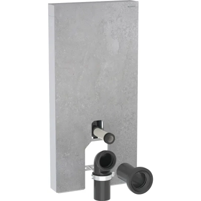 Yere oturan klozet için Geberit Monolith sıhhi modülü, 101 cm, keramik ön kaplama: Ön kaplama: beton görünümlü keramik, Yan kaplama: alüminyum - 1