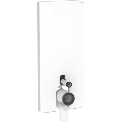 Yere oturan klozet için Geberit Monolith sıhhi modülü, 114 cm, cam ön kaplama: Ön kaplama: beyaz cam, Yan kaplama: alüminyum - 1