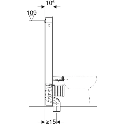 Yere oturan klozet için Geberit Monolith sıhhi modülü, 114 cm, cam ön kaplama: Ön kaplama: kum grisi cam, Yan kaplama: alüminyum - 4